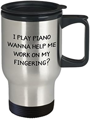 Caneca de viagem para café pianista Melhor xícara de chá exclusiva engraçada para homens, mulheres, toco piano, quero me ajudar a trabalhar no meu dedilhado