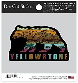 Adesivo de corte de corte Parque Nacional de Yellowstone, Wyoming, urso preto, cena montanhosa abstrata,