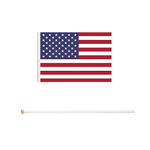 Trendpow 25 Pack USA Bandeira de manuseio dos Estados Unidos Small Mini Flag American Stick, decorações patrióticas para desfiles, Copa do Mundo, Clubes Esportivos, Eventos de Festival, Festival Internacional