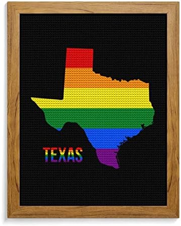 Mapa do estado do Texas na bandeira de arco -íris LGBT kits de pintura de diamante de imagem 5d