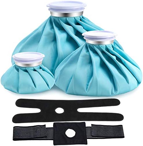 Pacote de bolsas de gelo para lesões, Ohuhu 3 pacotes [11 9 6 ] sacos de gelo reutilizáveis ​​com 2 envoltório, terapia quente e fria e alívio da dor para lesão na perna do joelho, bolsa de gelo à prova d'água de 5-Pack, azul claro, azul claro