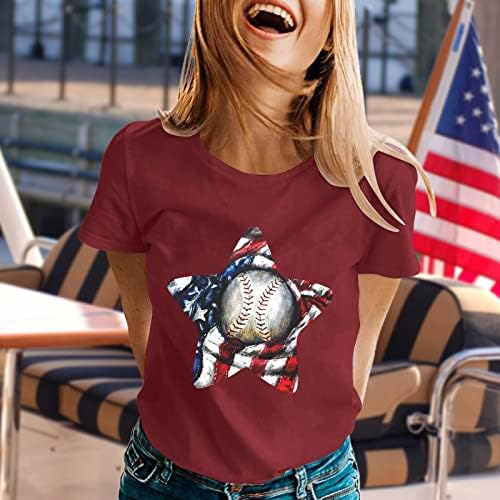 Miashui mulheres camisetas embalam o comércio exterior europeu e a independência americana imprimindo camisetas redondas casuais para mulheres