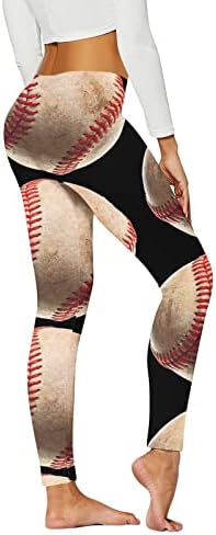 Leggings de impressão de beisebol para mulheres com cintura alta, perneiras de ioga com calças esportivas