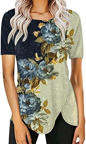 Tops de tampas relaxadas femininas pinturas a óleo estampa de camiseta moderna túnica de verão túnica