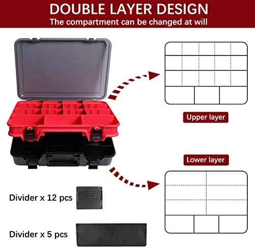 Caixas de tackle Organizador de duas camadas de camada Tackle Storag Outdoor Box com compartimentos