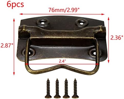 Curqia 6pcs Chave de bronze leve alça de peito Pull Acessórios com parafusos para mala/caixa de ferramentas -76 × 73mm