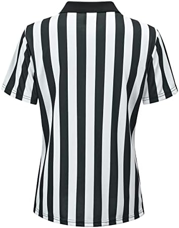 AMOY Camisa de árbitros femininos preto e branco traje de faixa curta árbitro de manga curta Jersey Football
