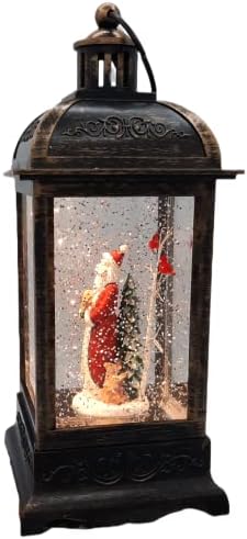 Gerson iluminou 10,5 polegadas de água de natal, glitter de neve com brilho contínuo- Papai Noel e Amigos