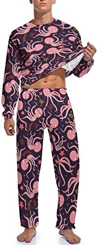 Oceano rosa Oceano fofo Octopus Starfish Pijama masculino Conjunto de roupas de dormir de 2 peças de