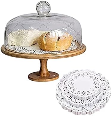 Suaioloaq perfeito para suporte de bolo de madeira em casa, suporte de bolo de cúpula de vidro, bandeja de bolo,