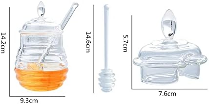 PDGJG 245ml Jarra de mel em forma de colméia transparente com picada com tampa de tampa de vidro de cozinha