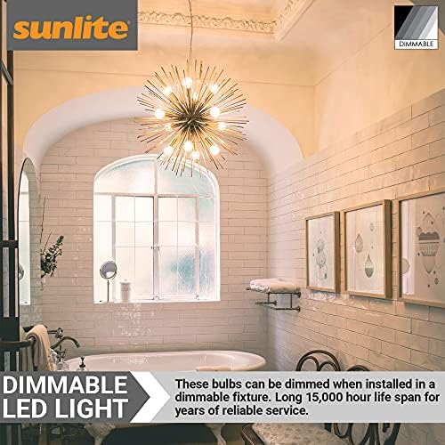 Sunlite 41617 LED G16.5 Estilo de filamentos Lâmpada Globe, 2,5 watts, 250 lúmens, diminuição, base de candelabra, UL listada, 5000k Super White, 6 contagem