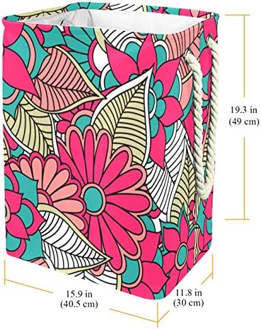 Ndkmehfoj padrão floral cestas de lavanderia roxa cestas de roupas sujas de roupas sujas de roupas d'água coloridas para suportes destacáveis ​​para casa