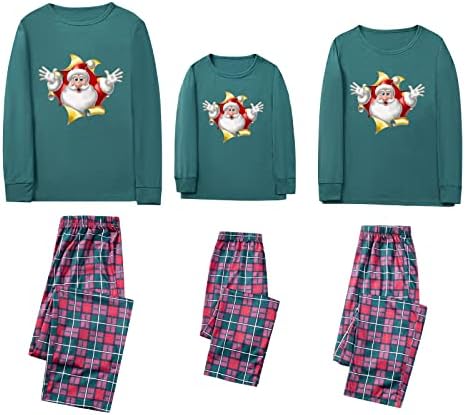Pijama de férias de Natal para a família 2022 Xmas de manga longa impressão Tops calças de família suaves PJS roupas