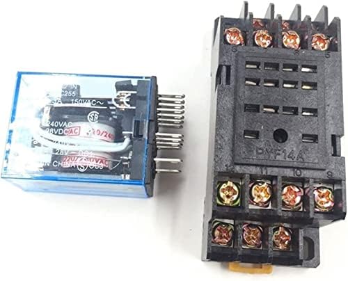 Relé 10Sets My4NJ Micro Mini Eletromagnético Relé 5a 14pin bobina 4dpdt com PYF14A Base de soquete DC12V 24V AC110V 220V LED