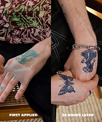 Tatuagens temporárias do Inkbox, tatuagem semi-permanente, uma tatuagem de temperatura resistente à água e fáceis e resistente à água com tinta-dura 1-2 semanas, heróico, 3 x 3 em