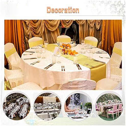 Hmqiang 15 Pack Gold Table Runners, Runner de mesa de cetim 12x108 polegadas de comprimento, seda e mesa de tecido lisa corredor para casamento, festas, banquetes, decoração de eventos