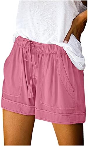 Shorts femininos, garotas adolescentes calças fofas de verão solto de cintura elástica casual Pocket Shorts Pijamas de cordão