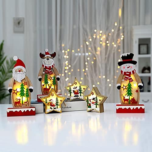 Cestas de Natal com luzes Luzes de Natal Ornamentos de Natal Ornamentos de madeira Árvore de Natal Papendia de