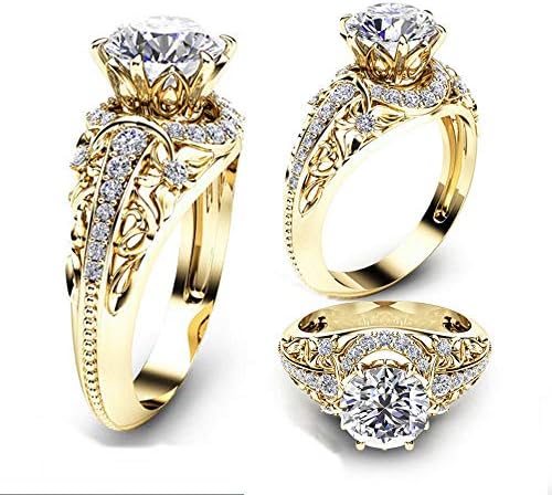 Lindas mulheres jóias 18k Anel de safira branca de ouro amarelo 18k Casamento SZ6-10