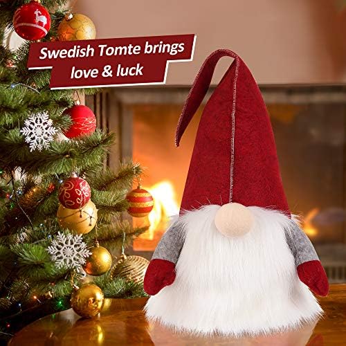 D-Fantix Gnome Christmas Tree Topper, 25 polegadas grandes suecas gnome gnome natal ornamentos de santa gnomos luxuosos decorações de Natal escandinavas decoração de férias decoração vermelha…