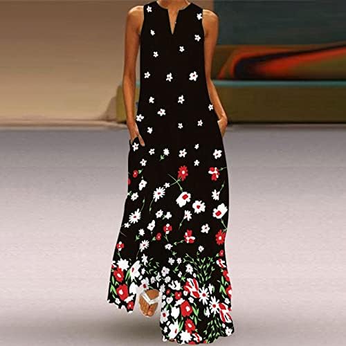 Vestidos de Zefotim Maxi para Mulheres 2023 Vestra Vintage Floral V Dress Vestido Casual Casual Vestidos