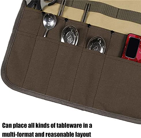 Bolsa de utensílios de acampamento, bolsa de faca para chefs de tela enrolar
