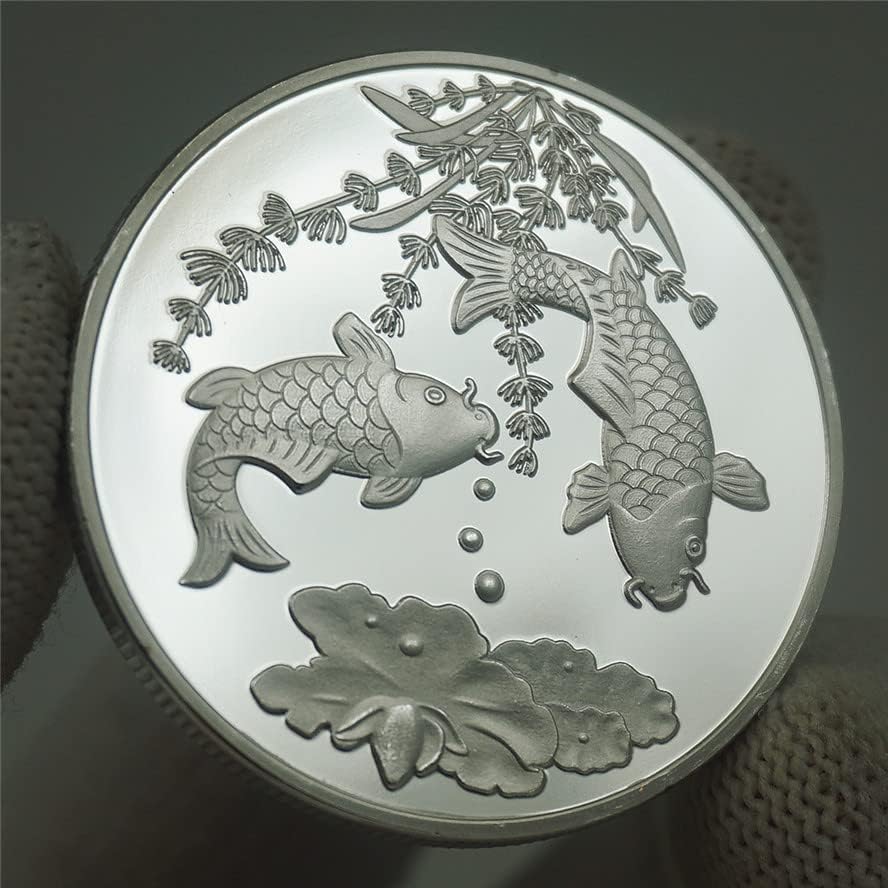 Coleção de moedas comemorativa da moeda de peixe koi chinês prata Moeda Lucky Gold e Silver Love Ano Novo Coin