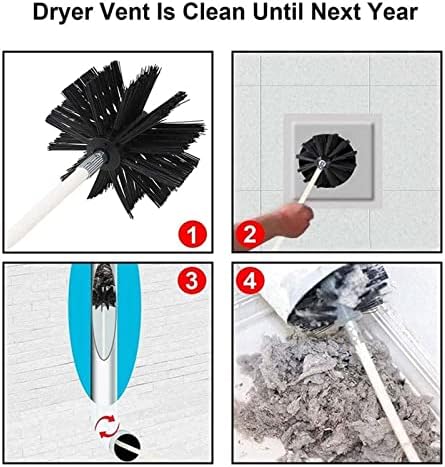 Kit de limpador de ventilação do kit de varredura de chaminé, pincel de limpeza de chaminés escova flexível com