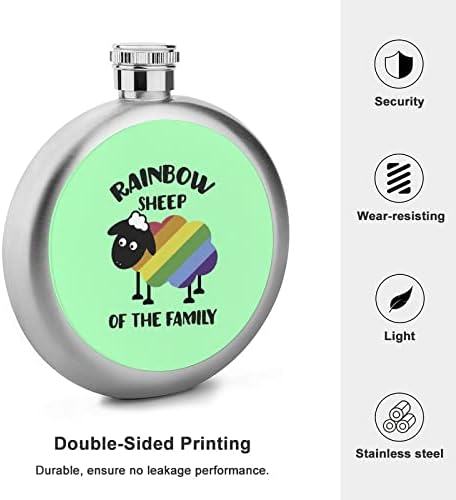 Ovelhas arco -íris da família LGBT Pride Premium 5 oz de quadril lasco de lasco de aço inoxidável de bolso portátil garrafas de vinho para bebidas presentes de casamento