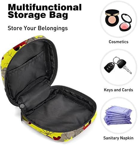 Bolsa de armazenamento de guardanapo sanitário, bolsa de kit de época para escola, bolsa menstrual da xícara, bolsa organizadora de guardanapos sanitários, padrão de folha de bordo colorido vintage