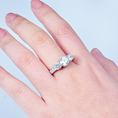 Casamento e noivado Anéis de moda Trendência embutida Zircão prata Três jóias de damas de diamante
