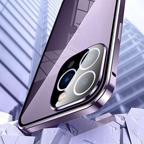 Caixa magnética de Koeok para iPhone 14 Pro Max, capa de telefone de vidro temperado de dupla face com protetor de câmera e trava de segurança, 360 estojo de proteção total para iPhone 14 Pro Max 2022, ouro