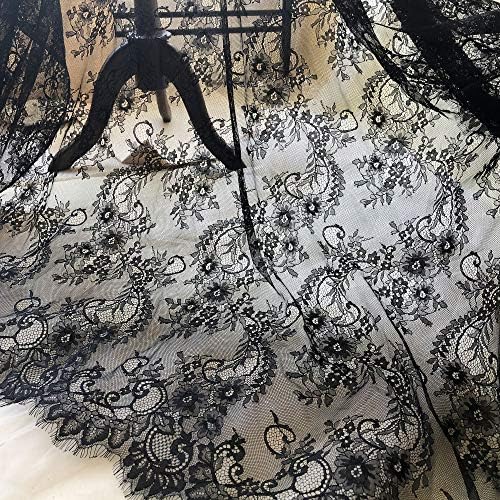 3 metros Chantilly Lace Fabric French Lace Mesh Flower Off White Sylehash Gaze de borda recortada 59 polegadas de largura para trajes noturnos do vestido de baile