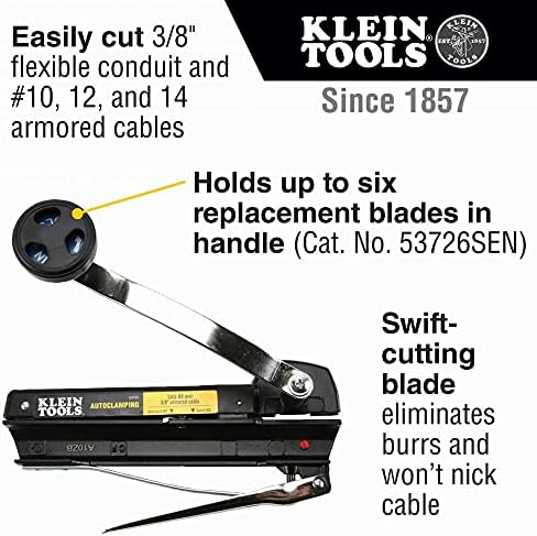 Klein Tools 53725 cortador de cabos BX e cortador de cabos blindados, corte de conduíte flexível e ferramentas