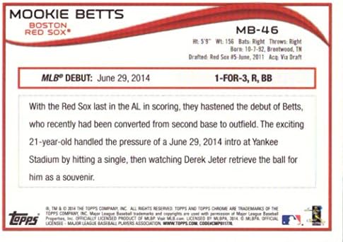2014 Topps Chrome Update Mega Box Baseball MB-46 Mookie Betts Rookie de estreia Cartão