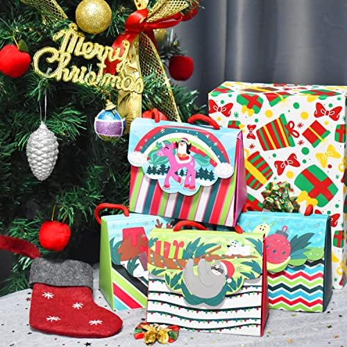 Joyin 12 PCs sacolas de presente de Natal com alça, caixas de tratamento de férias, caixas de presente de
