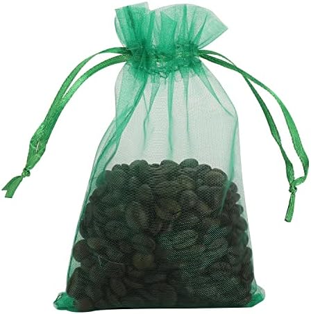 Lautechco 60pcs Bolsas de organza verde 2x3, pequenas sacolas de presente com cordão, festas de casamento pura para doces para doces, jóias, brincos