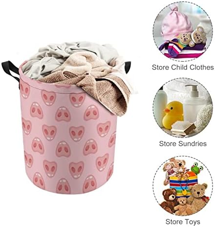 Nariz de porco rosa porco dobrável cesta de roupas seladas cestre organizador com alça durável para o quarto de banheiro berçário escritório