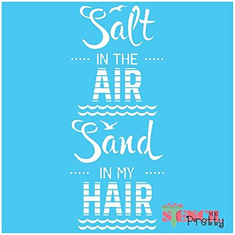 Estêncil - Areia de praia no meu cabelo DIY Melhor estênceis grandes de vinil para pintar em madeira, tela, parede, etc. Multipack | Material de cor azul brilhante