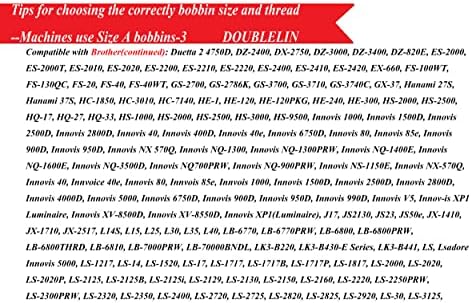 Doublelin Prewound Bobbin, Size A, Classe 15, Styple 15J, SA156, cor branca, plástico, 75D/2 Ployester,