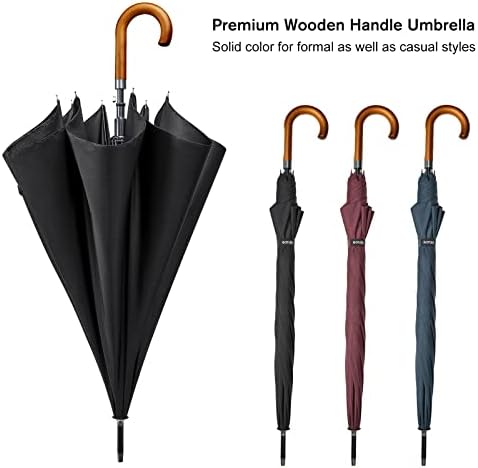 G4Free 54 Arc Classic Wooden Handle Umbrella, Automotivo aberto para homens de chuva Janch Stick Rain para