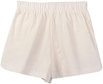 Shorts de linho de algodão para mulheres de verão de verão elástico lateral dividido solto em forma de perna larga