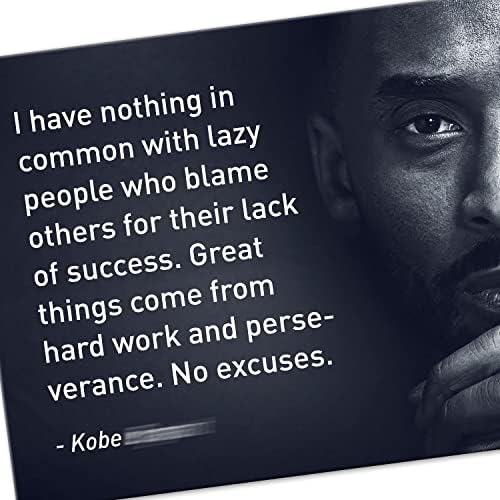 Kobe Quotes- Grandes coisas vêm do trabalho duro-8 x 10 -Poster impressão de metal de basquete motivacional. Decor de bloqueio de bloqueio em casa.