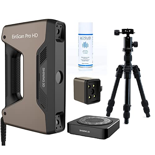 [Einscan Pro HD] Shining3D Handheld Scanner 3D com [pacote industrial] + [Color Pack HD], precisão de 0,04 mm, resolução de 0,2 mm para engenharia reversa, saúde, fabricação, arte e design