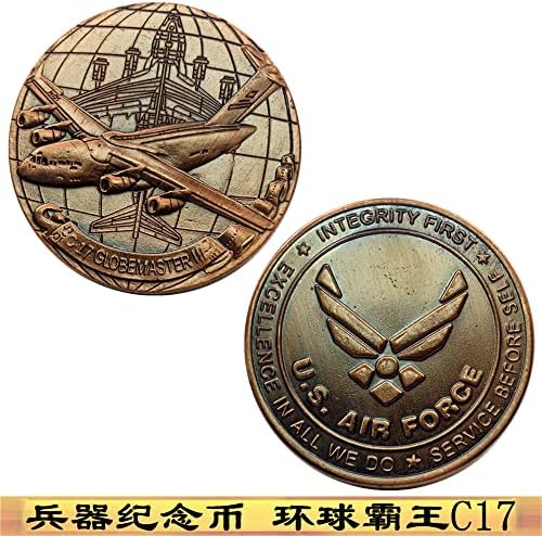 C17 Globemaster Coin Comemorativo Fã da Força Aérea dos EUA Comemorativa Moeda Retro Coleção de Moedas de Cobre Moeda Estrangeira