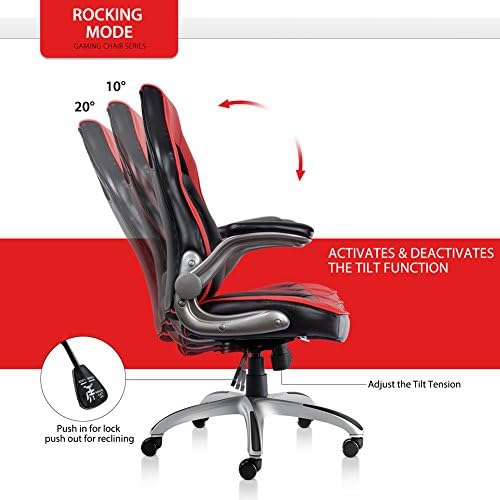 Bonum Gaming Chair Racing Style de zagueiro PU Cadeira de escritório de couro com assento de encosto e cadeira de PC para apoiamento de braço com altura ajustável Design ergonômico e resistente