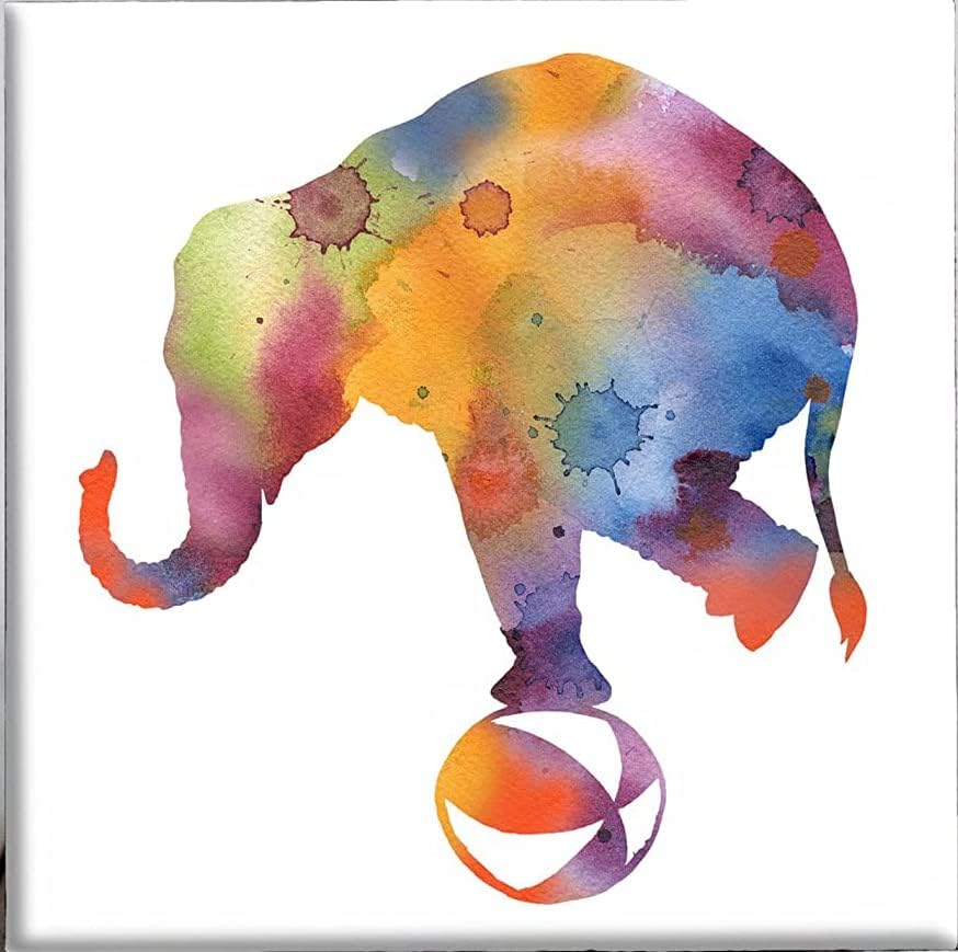 Elefante na bola abstrata aquarela arte decorativa de ladrilho