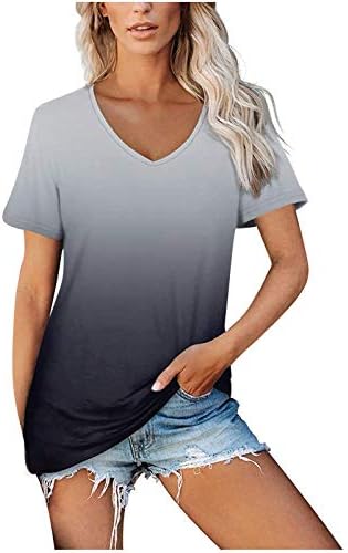 Yubnlvae Trendy Casual Summer Lowe Fit Gradient Sweothirts Crew pescoço T T para mulheres respiráveis ​​2023