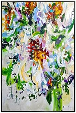 Zjhyxyh pintado à mão flores coloridas pintura a óleo arte de pintura decorativa de pintura decorativa parede